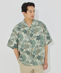 [SEERSUCKER] Men's Tropical Print Open-Collar Short-Sleeved Shirt
