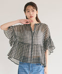 Sheer Checked Peplum Blouse