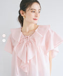Big Collar Frill Short Sleeve Blouse