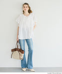 Big Collar Frill Short Sleeve Blouse