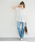 Big Collar Frill Short Sleeve Blouse