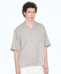 [Linen-Like] Men's Polyester Open-Collar Short-Sleeve Shirt