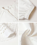 [Eyelet Lace] V-Neck Long Sleeve Blouse