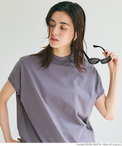 Cotton mock neck T-shirt