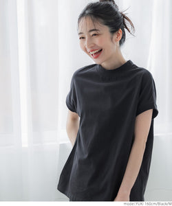 Cotton mock neck T-shirt