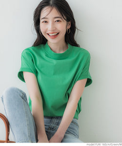 Cotton mock neck T-shirt