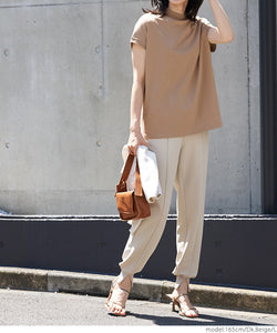 Cotton mock neck T-shirt
