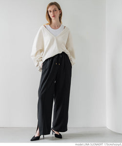[ sale ] cotton fleece v-neck top