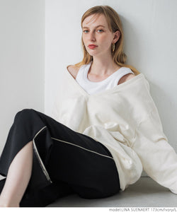 [ sale ] cotton fleece v-neck top