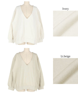 [ sale ] cotton fleece v-neck top