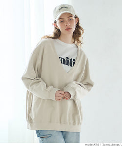 [ sale ] cotton fleece v-neck top