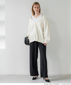 [ sale ] cotton fleece v-neck top