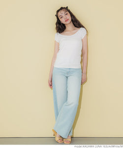 tシャツトップスカットソーカットソーバレエネック半袖半袖ストレッチ無地カジュアルgcメール便可24SSコカ