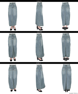 denim I line slit skirt