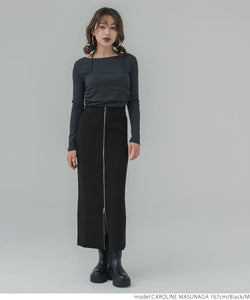 [Sale] Zip Up Knit Skirt