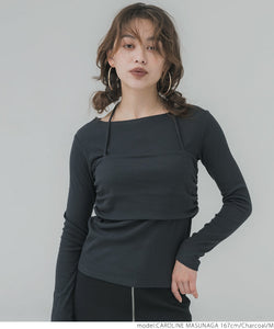 [Sale] Halter Neck Faux Two Piece Top