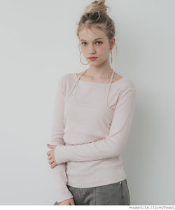 [Sale] Halter Neck Faux Two Piece Top