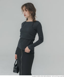 [Sale] Halter Neck Faux Two Piece Top