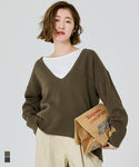 Deep V-Neck Knit Top