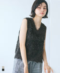 Fluffy Glitter Shaggy V-Neck Knit Vest
