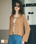 Wave Shirring Ribbon Cardigan