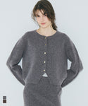 Felted Knit Cardigan With Gold Buttons
