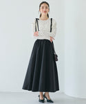 Flared skirt with ribbon strap
