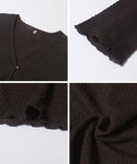 Shirring V-Neck Cardigan
