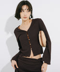 Shirring V-Neck Cardigan