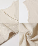 [Linen-Touch] Knit Button Vest