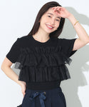 Short-Sleeved Frill Knit Top