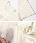 Short-Sleeved Frill Knit Top