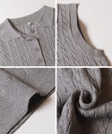 Sleeveless Polo Collar Cable Knit Vest