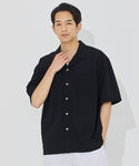 [SEERSUCKER] Men's Asymmetrical Short-Sleeve Open Collar Shirt