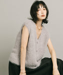 V-Neck Shaggy Knit Sleeveless Cardigan