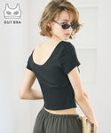 [Out Bra] Ribbed U-Neck Top