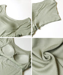 [Out Bra] Ribbed U-Neck Top