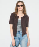 Scalloped Rib Short Sleeve Cardigan