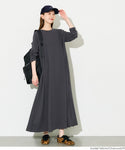 [Embossed] Long Sleeve A-Line Dress