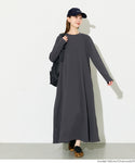 [Embossed] Long Sleeve A-Line Dress