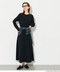 [Embossed] Long Sleeve A-Line Dress
