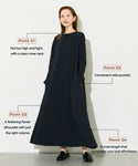 [Embossed] Long Sleeve A-Line Dress