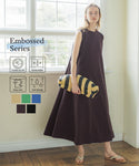 Summer Sale Limited★ Maxi One Piece Ladies Emboss lengan panjang panjang panjang panjang Penjagaan mudah suar mel ekstraktif mel tanpa perkhidmatan 24SS COCA COCA
