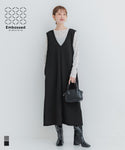 一件女士浮雕v -neck套筒縫線縫縫伸展郵件不可用24SS
