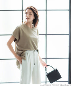 embossed v-neck top