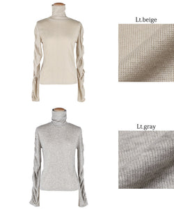 [Sale] Sheer Shirred High Neck Top