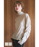 [Sale] Sheer Shirred High Neck Top