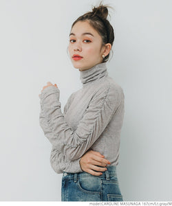 [Sale] Sheer Shirred High Neck Top