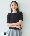 [Silky-Touch] Gathered Sleeve T-Shirt
