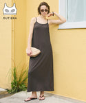[Bra atas] gaun cami ribbed licin
